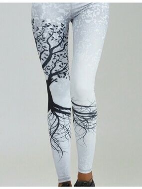 Noli Yoga Enchanted Tree of Life High Waisted Leggings XS Made in USA Womens GUC